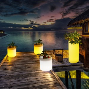 Udendørs have LED -oplyste blomsterpotter, RGB -farve skiftende plast LED oplyste blomsterpotter til bryllup, begivenhedsfest, hotel, indkøbscenter åbningsceremoni dekoration (vandtæt IP68)